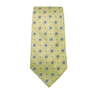 Burma-Bibas 100% Silk Necktie Yellow Gold Lotus Pattern